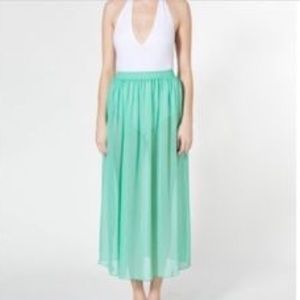 NWT American Apparel - Mint Chiffon Single Layer Maxi Skirt XS/S